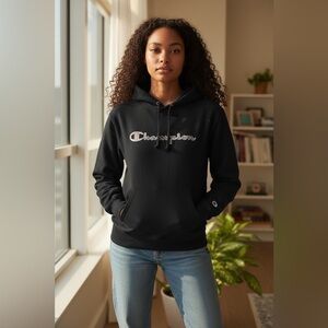 Champion Women’s Script Logo Hoodie 2XL NWT | Multicolor Print + Drawstring Ease